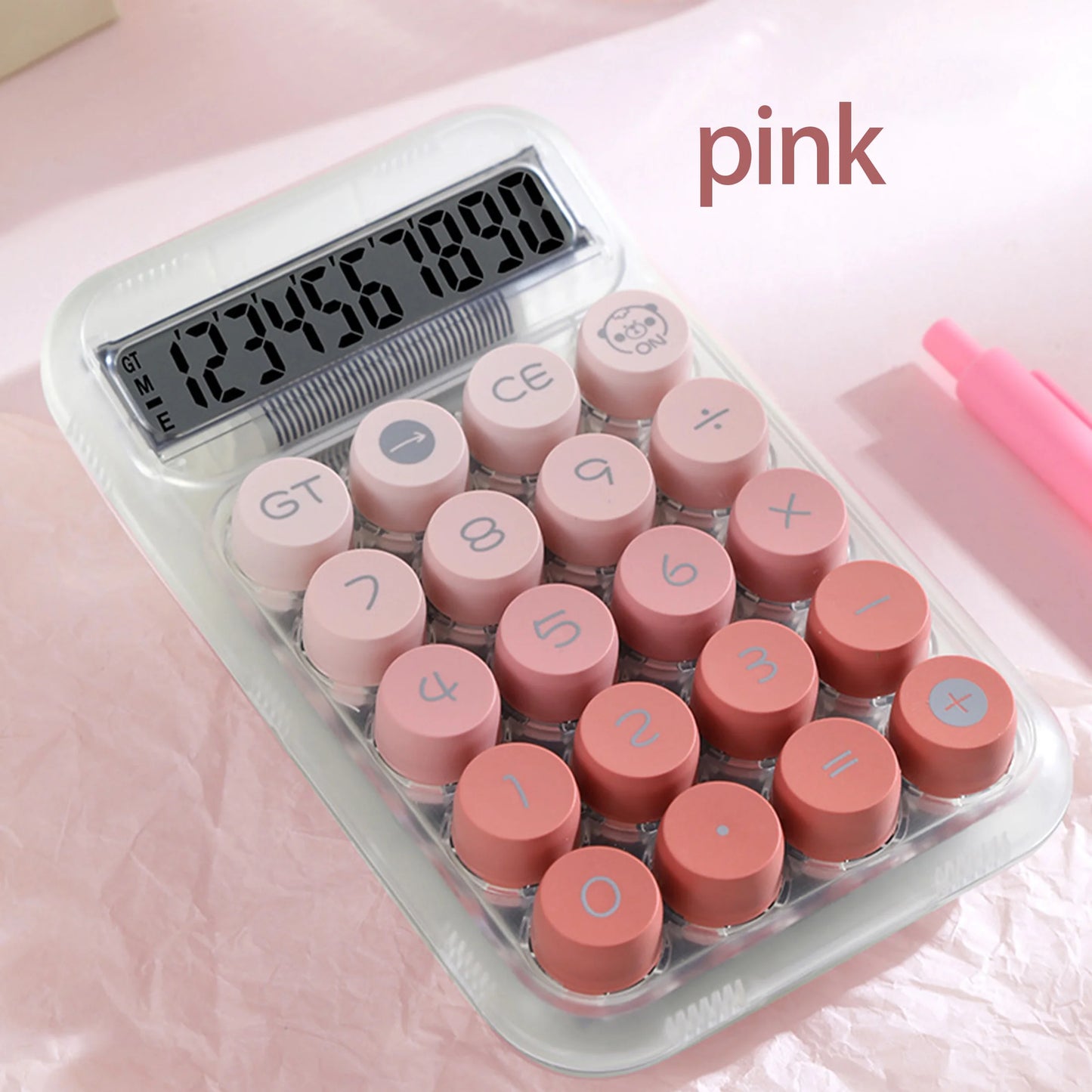 1Pctransparent Button Calculator with Large Display, Anti-Slip Base, Dot Mechanical Keys - Stylish Design for Office, Students