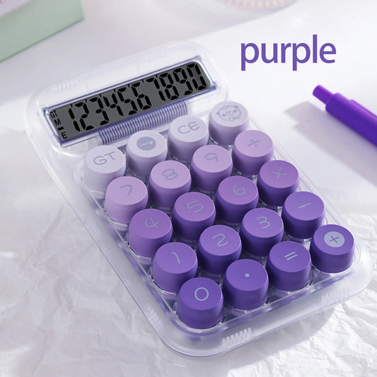 1Pctransparent Button Calculator with Large Display, Anti-Slip Base, Dot Mechanical Keys - Stylish Design for Office, Students