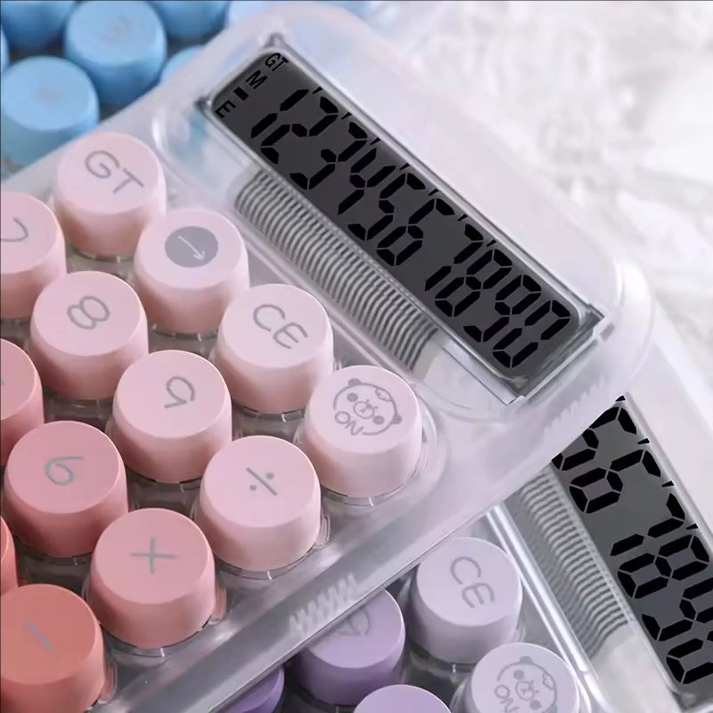 1Pctransparent Button Calculator with Large Display, Anti-Slip Base, Dot Mechanical Keys - Stylish Design for Office, Students
