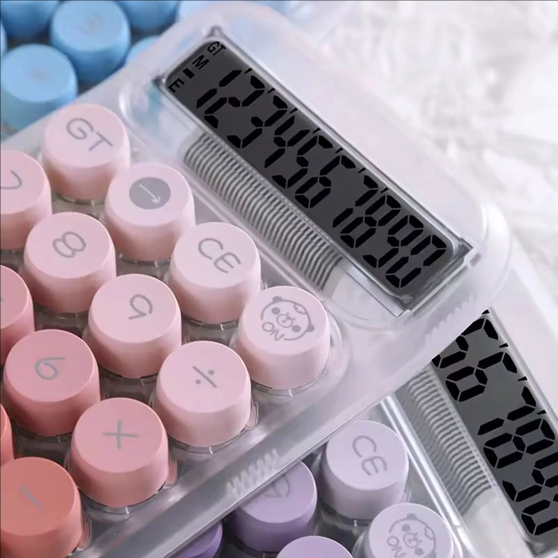 1Pctransparent Button Calculator with Large Display, Anti-Slip Base, Dot Mechanical Keys - Stylish Design for Office, Students