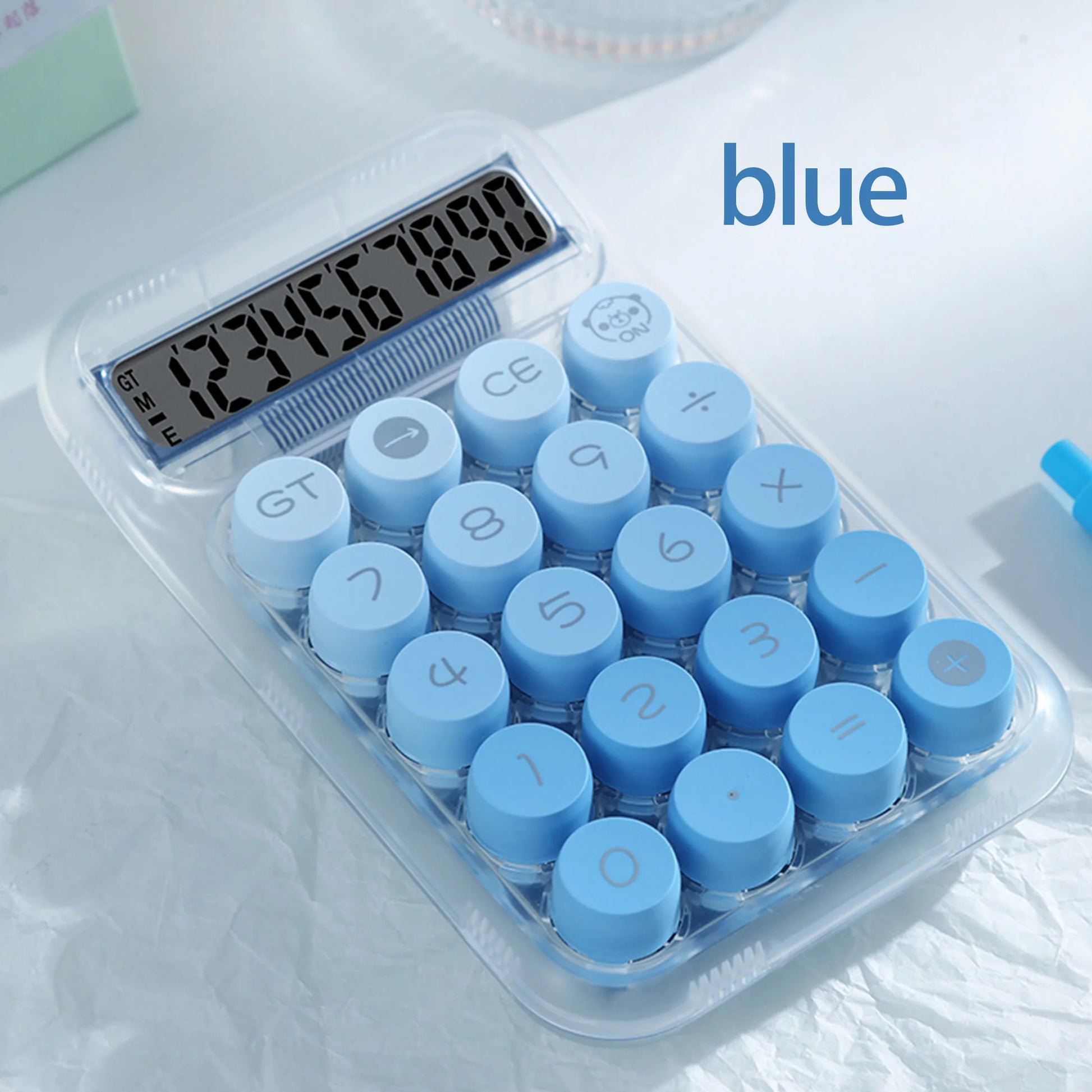 1Pctransparent Button Calculator with Large Display, Anti-Slip Base, Dot Mechanical Keys - Stylish Design for Office, Students